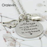 Memorial Pendant Charms Necklace Jewelry - Always on My Mind Forever in My Heart