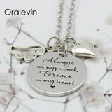 Memorial Pendant Charms Necklace Jewelry - Always on My Mind Forever in My Heart