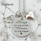 Memorial Pendant Charms Necklace Jewelry - Always on My Mind Forever in My Heart