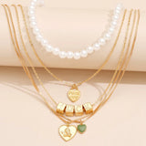 Pearl Fuck off Heart Angel Wing Pendant Necklace