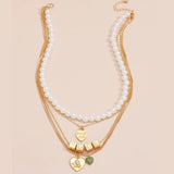 Pearl Fuck off Heart Angel Wing Pendant Necklace
