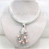 Stunning Pink Gray Natural Freshwater Pearl Necklace