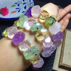 Amethyst/Rose Quartz/Prehnite/Citrine Bracelet 7.5in