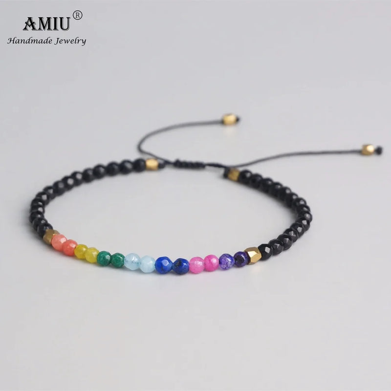 7 Colors Lucky Chakra Natural Stone Bracelet Beads Adjustable Bracelet