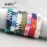 Tie-dye Cloth Weaving And Real Leather Cord Bracelets