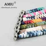 Tie-dye Cloth Weaving And Real Leather Cord Bracelets