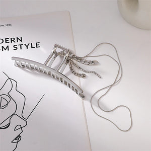 Metal Hair Claws Large Barrettes for Women with Tassel Hairpins