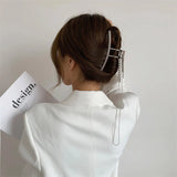 Metal Hair Claws Large Barrettes for Women with Tassel Hairpins