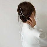 Metal Hair Claws Large Barrettes for Women with Tassel Hairpins
