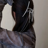 Metal Hair Claws Large Barrettes for Women with Tassel Hairpins