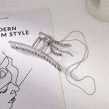 Metal Hair Claws Large Barrettes for Women with Tassel Hairpins
