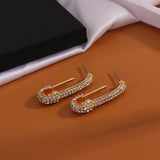 Rhinestone Hoop Earrings Silver Safety Pin Geometric Party Jewelry