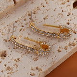 Rhinestone Hoop Earrings Silver Safety Pin Geometric Party Jewelry