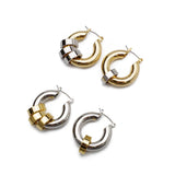 AMORITA Patchwork Metal Asymmetric Hoop Earrings