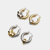 AMORITA Patchwork Metal Asymmetric Hoop Earrings