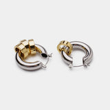AMORITA Patchwork Metal Asymmetric Hoop Earrings