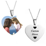 Custom Engraved Heart Pendant Necklace Stainless Steel Chain Jewelry
