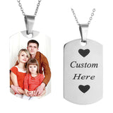 Custom Engraved Heart Pendant Necklace Stainless Steel Chain Jewelry