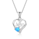Heart Opal Necklace 925 Silver Pendant Mother's Gift