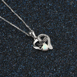 Heart Opal Necklace 925 Silver Pendant Mother's Gift