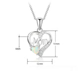 Heart Opal Necklace 925 Silver Pendant Mother's Gift