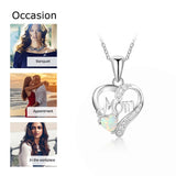 Heart Opal Necklace 925 Silver Pendant Mother's Gift