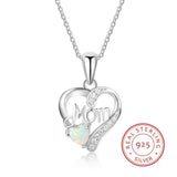 Heart Opal Necklace 925 Silver Pendant Mother's Gift
