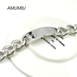 15mm 21.5cm Stainless Steel Chain ID Bracelets Pulseras Hombre Men Jewelry