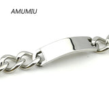15mm 21.5cm Stainless Steel Chain ID Bracelets Pulseras Hombre Men Jewelry
