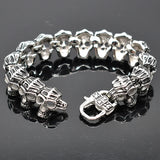 Boys Mens Skulls Link Biker Stainless Steel Bracelet