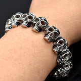Boys Mens Skulls Link Biker Stainless Steel Bracelet