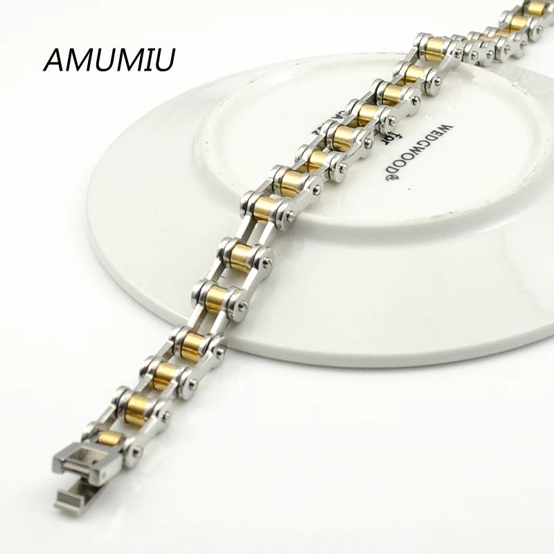 316L Stainless Steel Biker Bicycle Motorcycle Chain Bracelet HZB043