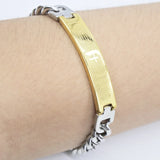 Bible Cross ID Bracelet - Men's Stainless Steel Link B073