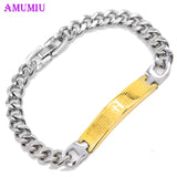 Bible Cross ID Bracelet - Men's Stainless Steel Link B073