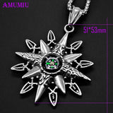Stainless Steel Compass Pendant Necklace for Men Women