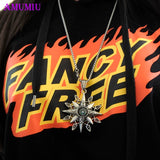 Stainless Steel Compass Pendant Necklace for Men Women