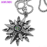 Stainless Steel Compass Pendant Necklace for Men Women