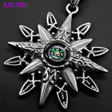Stainless Steel Compass Pendant Necklace for Men Women