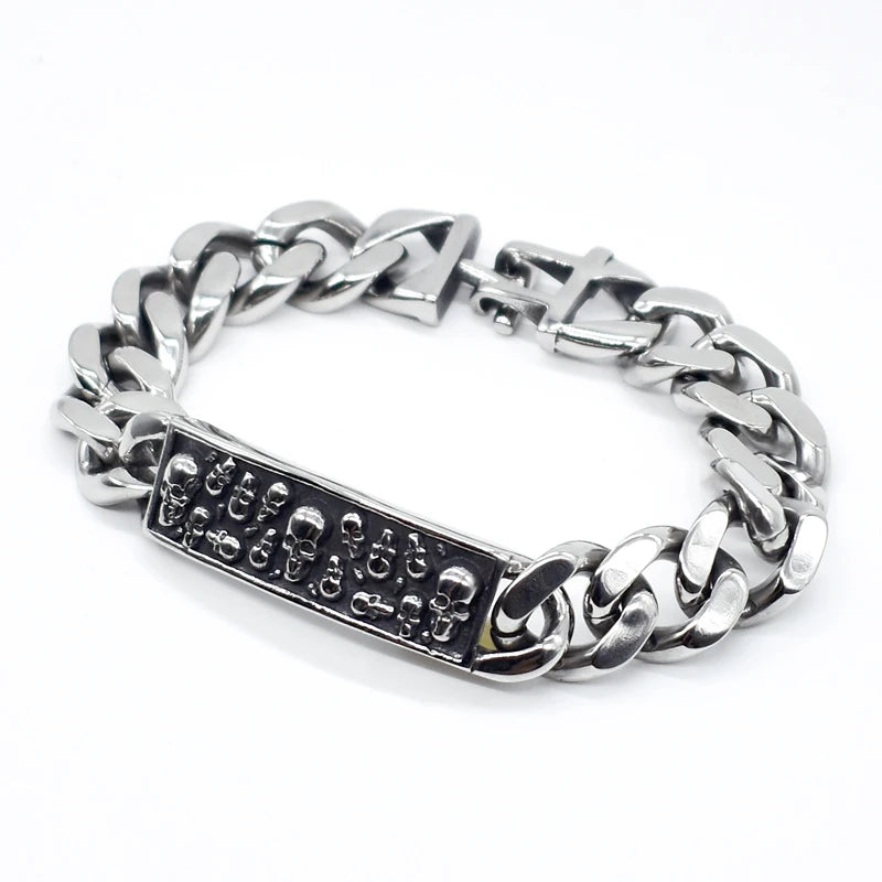 Skull Stainless Steel Men's Bracelet Biker Punk Jewelry