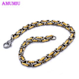 Punk Byzantine Chain Bracelet Men Stainless Steel Jewelry B096