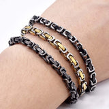 Punk Byzantine Chain Bracelet Men Stainless Steel Jewelry B096
