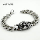 316L Stainless Steel Skull Bracelet Chain For PUNK Biker Jewelry