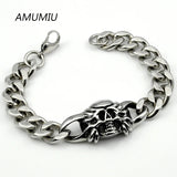 316L Stainless Steel Skull Bracelet Chain For PUNK Biker Jewelry