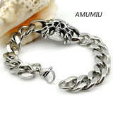 316L Stainless Steel Skull Bracelet Chain For PUNK Biker Jewelry