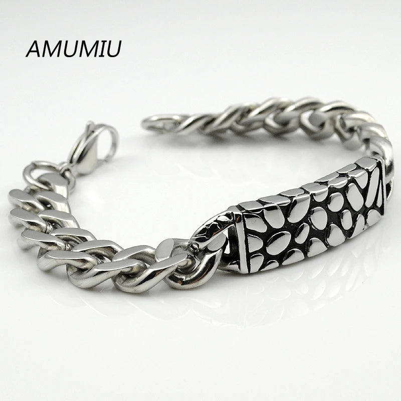 Stainless Steel Pop Punk Style Chain Bracelet Men HB037
