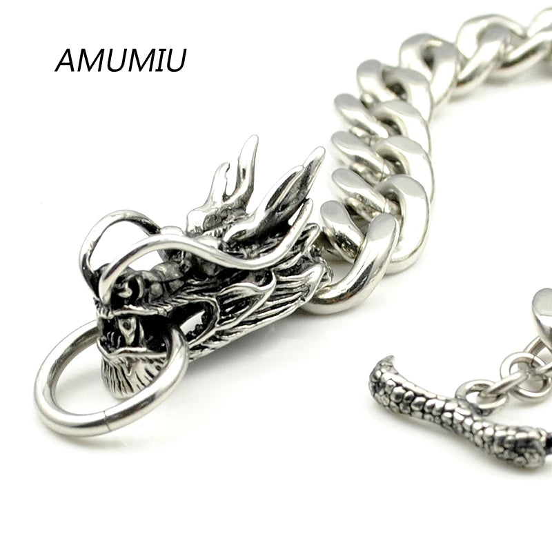 Stainless Steel Dragon Bracelet Biker's Jewelry HZB047