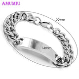 Stainless Steel Hand Chain Bracelet ID Jewelry Men Women