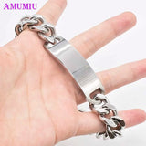 Stainless Steel Hand Chain Bracelet ID Jewelry Men Women