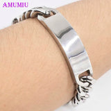 Stainless Steel Hand Chain Bracelet ID Jewelry Men Women