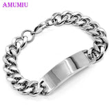 Stainless Steel Hand Chain Bracelet ID Jewelry Men Women